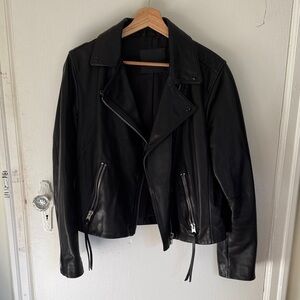 All Saints Black Leather Jacket L